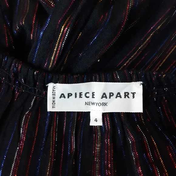 Apiece Apart Midi Dress Metallic Striped Rainbow Black 4 - Picture 7 of 9